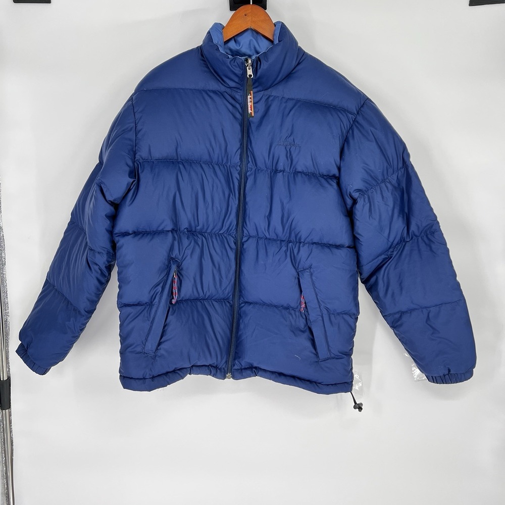 LL Bean Jacket Mens Small Blue Puffer Goose‎ Down Insulated Zip Outdoor 0 VC64